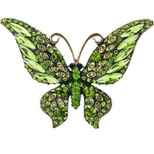 Beautiful Crystal Butterfly Brooch Green