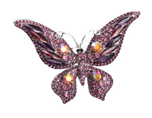 Beautiful Crystal Butterfly Brooch Purple