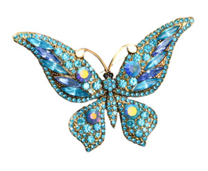 Beautiful Crystal Butterfly Brooch Turquoise