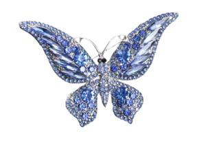 Beautiful Crystal Butterfly Brooch Blue