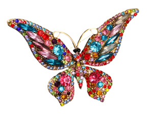 Beautiful Crystal Butterfly Brooch Multicolour