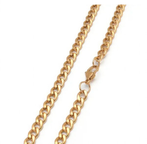 Necklaces: Curb Stainless Steel Necklace Chain Gold 70cm