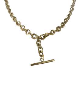 Necklaces: Stainless Steel Gold Belcher Chain Necklace With T Bar