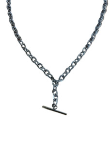 Necklaces: Stainless Steel Silver Belcher Chain Necklace With T Bar