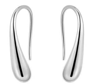 Metal Earrings: Copper Teardrop Dangle Hook Earring Silver Plated