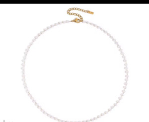 Stainless Steel Crystal Bead Choker Necklace White