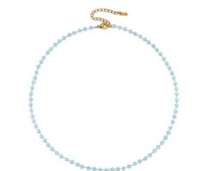 Stainless Steel Crystal Bead Choker Necklace Turquoise