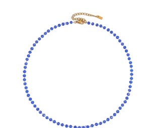 Stainless Steel Crystal Bead Choker Necklace Blue