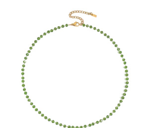 Stainless Steel Crystal Bead Choker Necklace Green