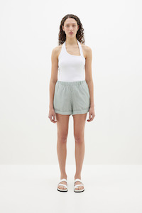 Bassike Green + White Stripe Summer Short