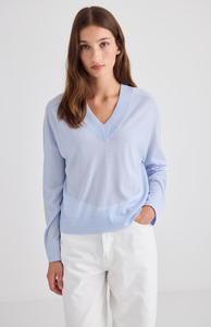 We Wear New Zealand: Laing Pale Blue Liv V-Neck Cardigan