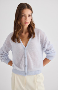 We Wear New Zealand: Laing Pale Blue Mila Alpaca Cardigan