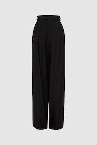 Bassike: Bassike Black Pleated Straight Leg Pant
