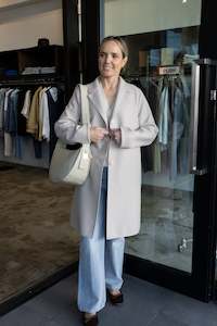 Harris Wharf Cream Light Pressed Wool Boxy Coat