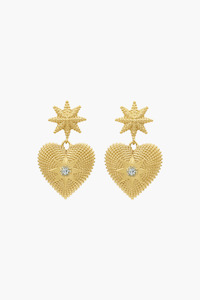 Zoe & Morgan 22k Gold Plate with Aquamarine Brave Heart Earrings