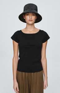 Marle Black Raffia Avia Hat
