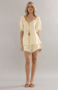 Caitlin Crisp Yellow Linen Little Darling Blouse