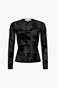 Harris Tapper: Harris Tapper Black Mesh Velvet Darvos Top