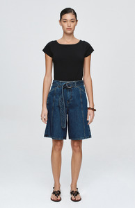 Shorts: Marle Classic Blue Belted Jean Short