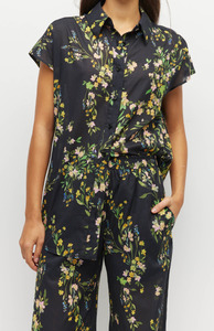 Juliette Hogan Dark Garland Cotton Painted Petals Eleanor Shirt