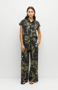 Juliette Hogan Dark Garland Cotton Painted Petals Koa Trouser