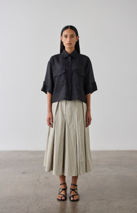 Laing Black Cropped Tab Shirt