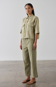 Laing Washed Olive Cropped Wide Leg Pant