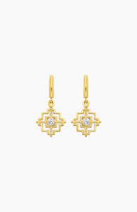 Zoe & Morgan 22K Gold Plate with White Zircon Centered Earrings