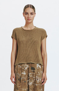 Transit Par-Such Mustard Knit Melange Tee