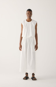 Womens Skirts: Foemina White Seersucker Oda Skirt