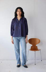 Mahsa: Mahsa Indigo Navy Cotton Voile Everyday Blouse