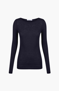 Morrison Navy Round Neck Merino Top