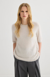 Laing: Laing Oyster Brushed Cashmere T-Shirt