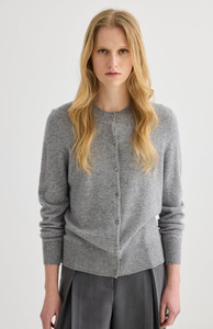 Laing: Laing Grey Marle  Cashmere Crewneck Cardigan
