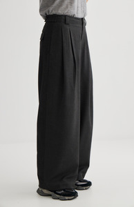 Laing Graphite Wide Leg Pleat Front Trouser