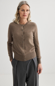 Laing: Laing Cocoa Marle  Cashmere Crewneck Cardigan
