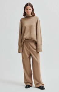 Womens New Arrivals: Second Female Camel Melange Wool High Neck Knit