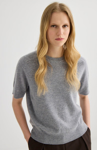 Laing: Laing Grey Marle Jasper Cashmere T-Shirt Crew