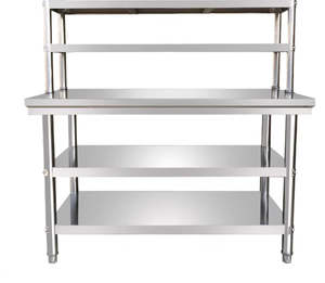 Stainless steel workbench 600mm Deep bench 3 tier + Overbench 2 shelves, Multipl&hellip;