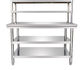 Stainless steel workbench 600mm Deep bench 3 tier + Overbench 2 shelves, Multipl&hellip;