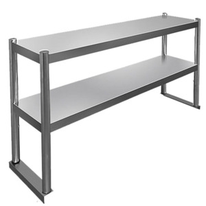 Stainless steel overbench double shelving  2 tiers, Multiple sizes available