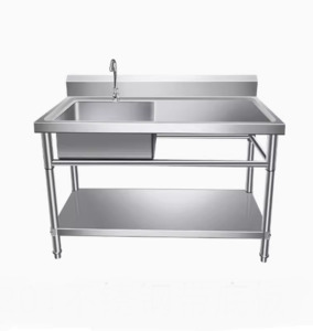 Stainless Steel Freestanding Left or Right Sink with bench + splash back 1500*60&hellip;