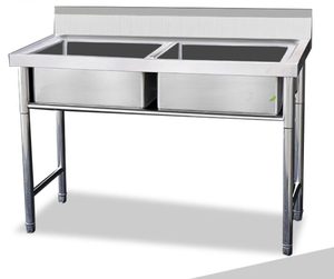 Stainless Steel Sinks: Stainless Steel Freestanding Double Sink 1200mm L *600mm D *900mm H