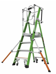 Rolling Ladder: Little Giant SAFETY CAGE 2.0 Podium Step ( 4 step ) ladder / platform