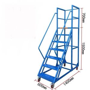 Rolling Ladder: Brand New Rolling /mobile Warehouse Ladder with Work Platform -Blue, Multiple sizes available