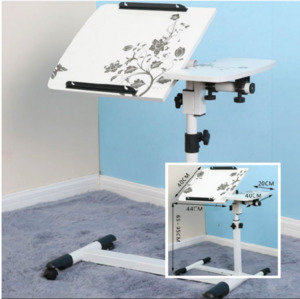 White Adjustable Height/Angle Laptop Desk on Wheels