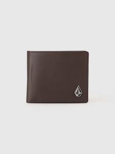 Mens: Volcom Single Stone Leather Wallet - Dark Brown