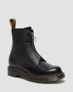 Womens: Dr. Martens 1460 Pascal Front Zip Low Boots - Black Wanama & Black Milled Nappa