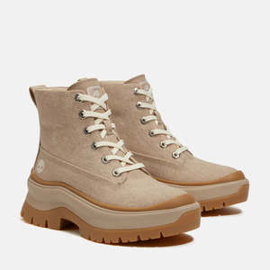 Timberland: Timberland Women's Roxie Lane Mid Lace Up Boot - Light Beige Canvas