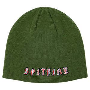 Beanies: Spitfire Old E Beanie - Olive/Red